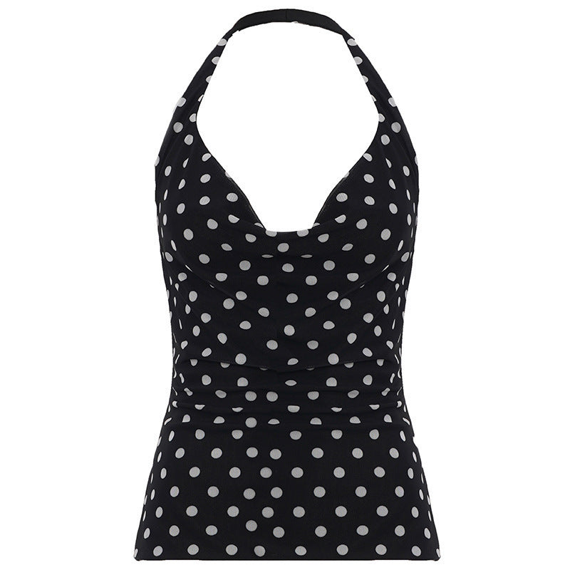 Damen Haltertop med polka-dots design og figurtilpasset snitt Skjora