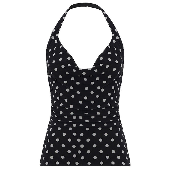 Damen Haltertop med polka-dots design og figurtilpasset snitt Skjora