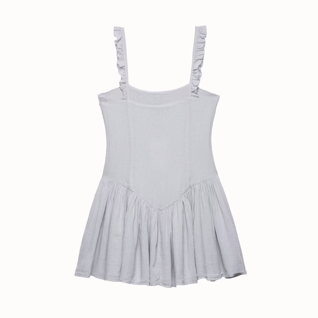 Damer luftig Babydoll-kjole med volangdetaljer og elastisk midje Skjora
