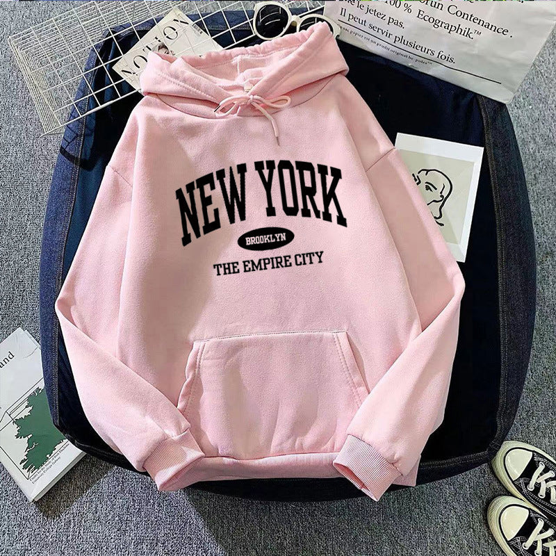 Kvinne behagelig hettegenser med New York-print Skjora