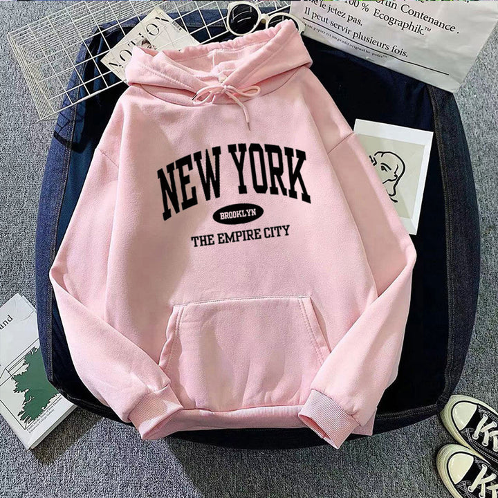 Kvinne behagelig hettegenser med New York-print Skjora