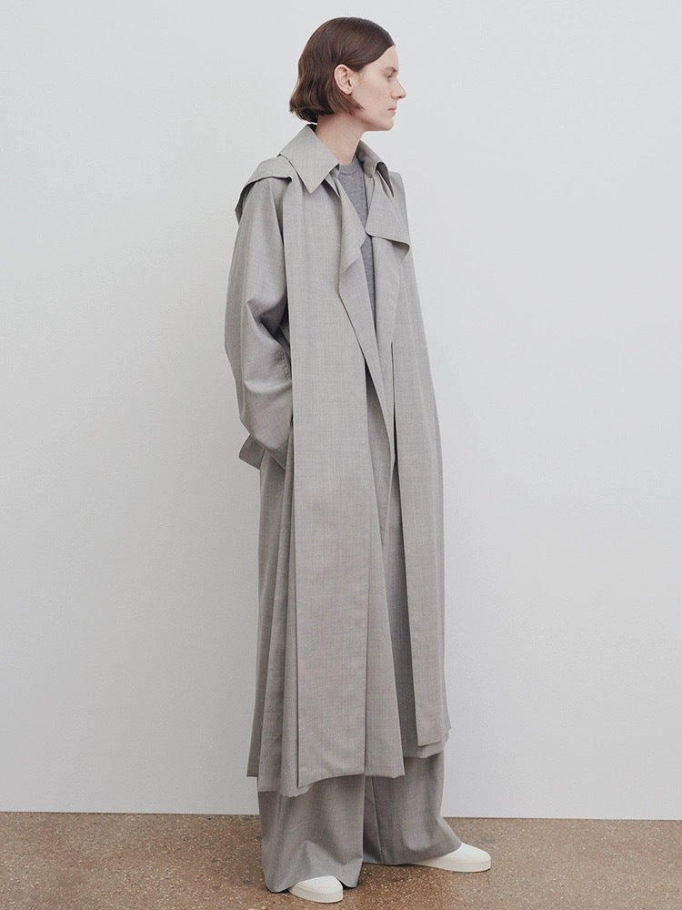 Dame Lang Oversize-Trenchcoat med bred krage Skjora