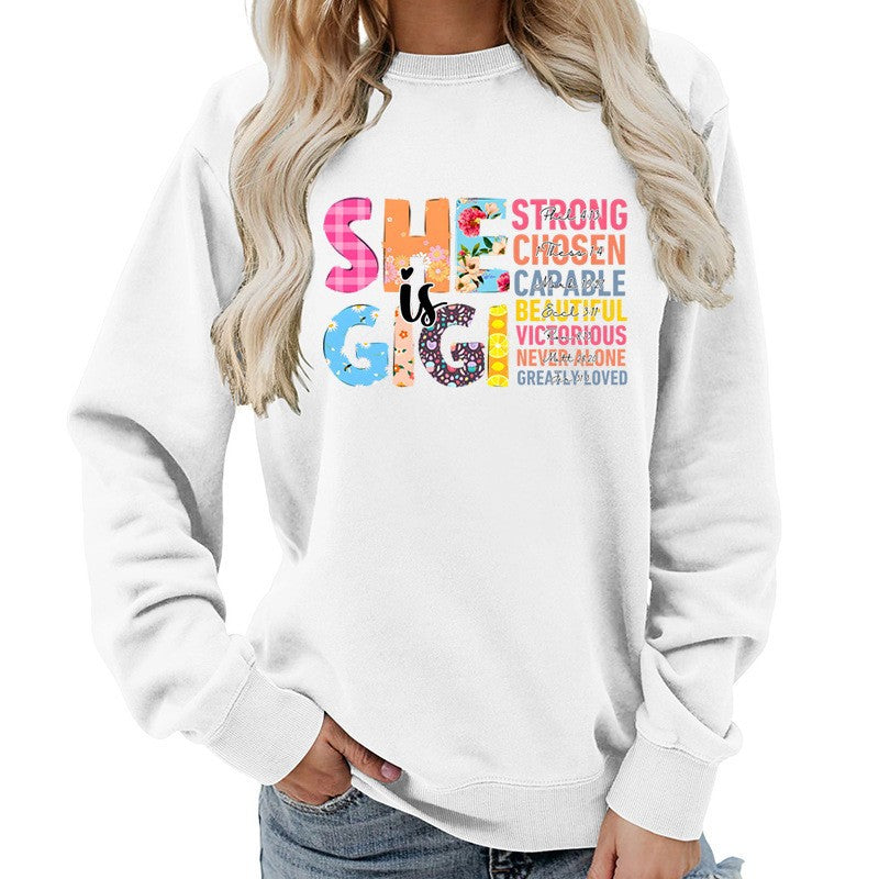 Kvinne sweatshirt med inspirerende tekstdesign Skjora