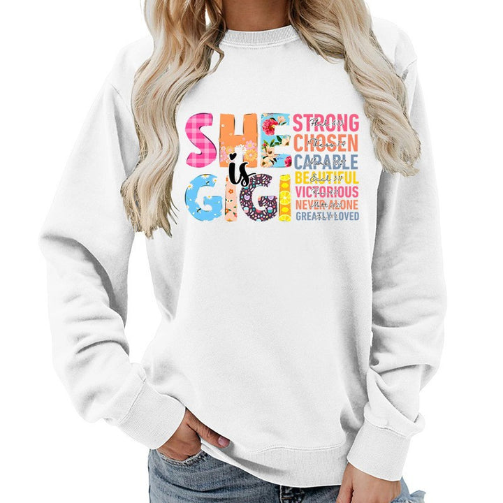 Kvinne sweatshirt med inspirerende tekstdesign Skjora