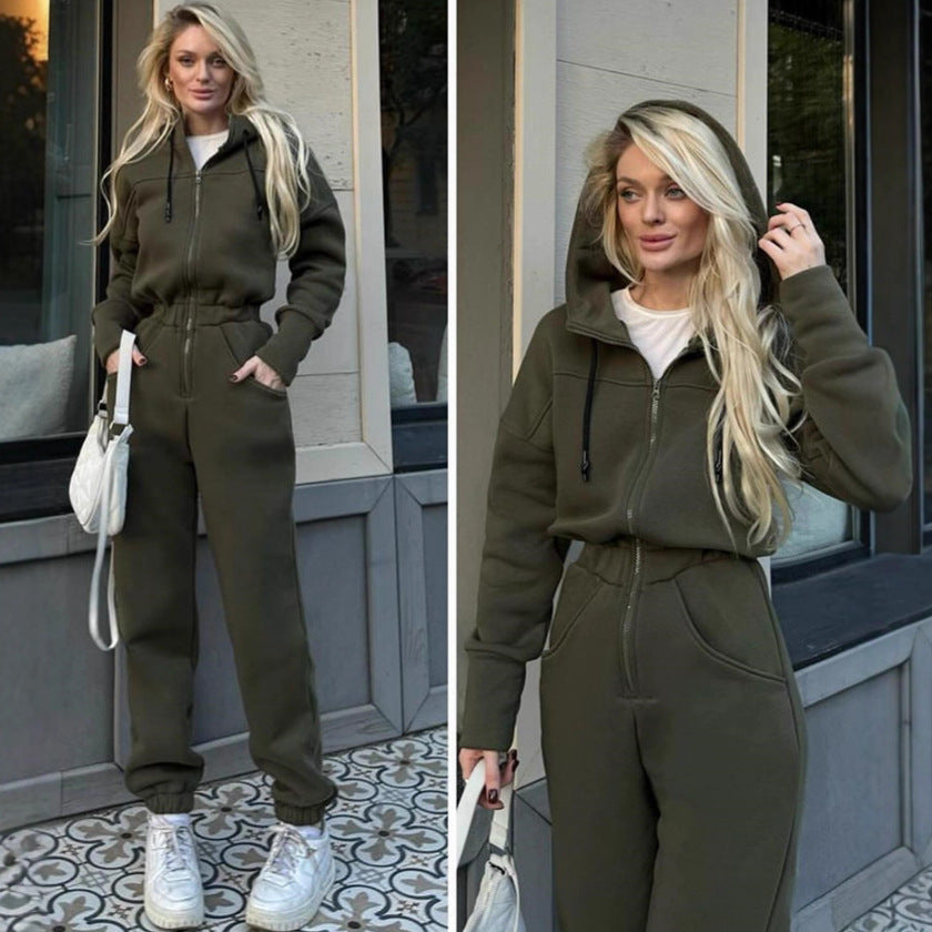 Kvinnes stilige hette joggedress med glidelås og lommer Skjora
