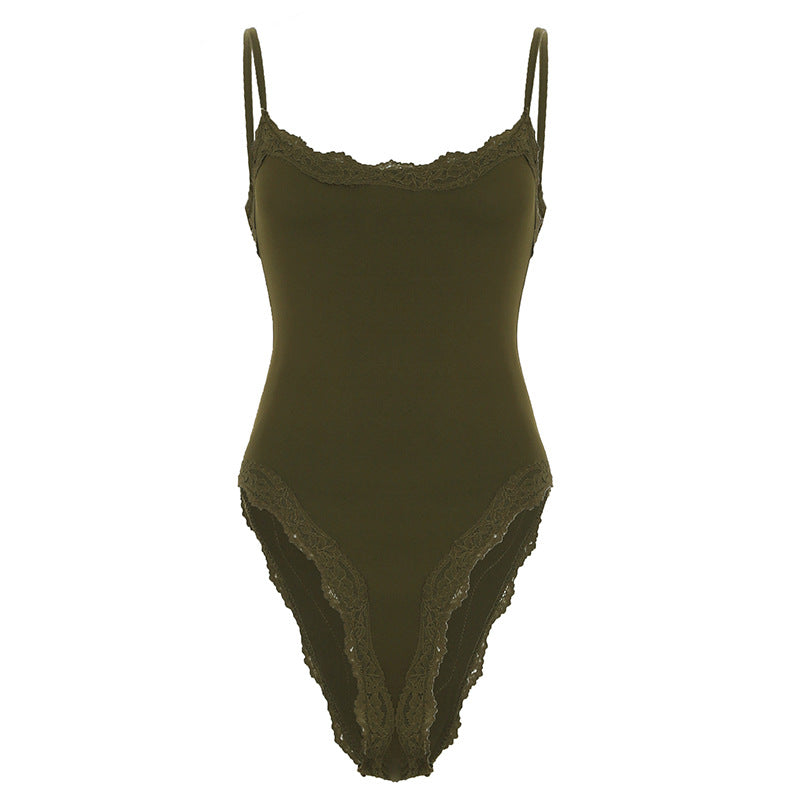 Damer elegant bodysuit med spisse detaljer og justerbare stropper Skjora