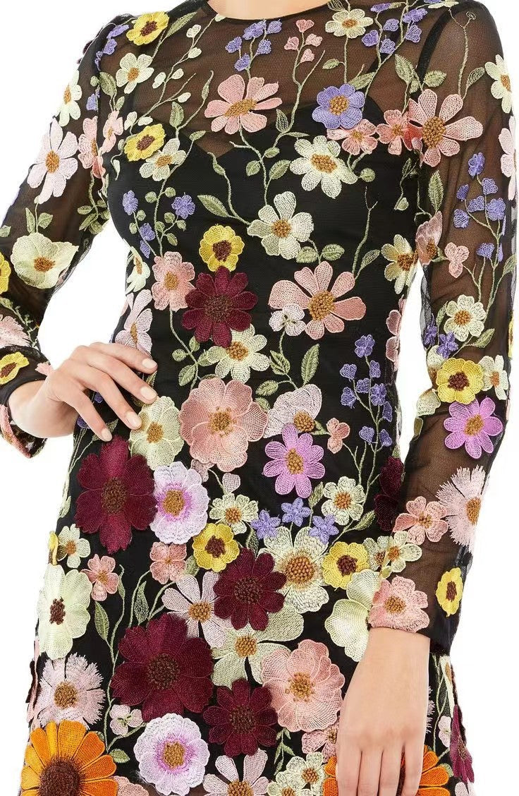 Damer Brodert Blomsterkjole Skjora