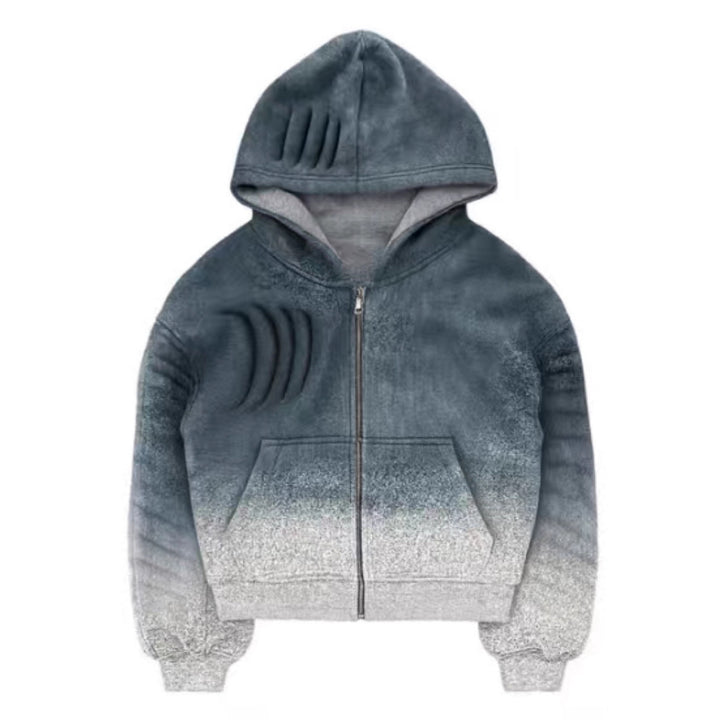 Dame hoodie jakke med trendy gradient og praktisk glidelås Skjora