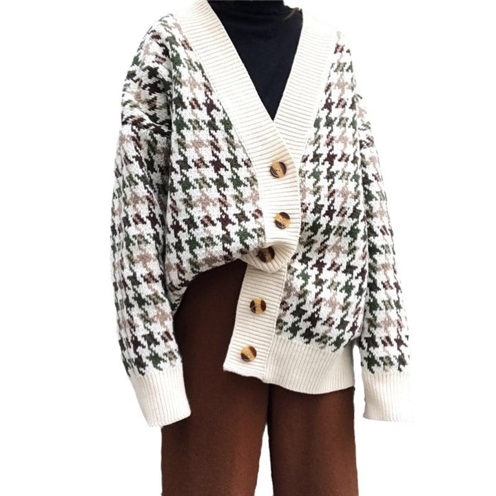 Damer Houndstooth Cardigan Skjora
