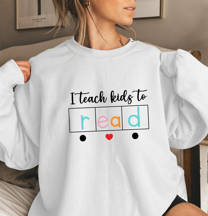 Kvinne sweatshirt med kreativt undervisningsmotiv Skjora