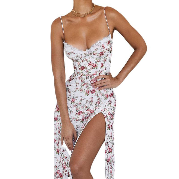 Dame blomsterkjole med blonder Skjora