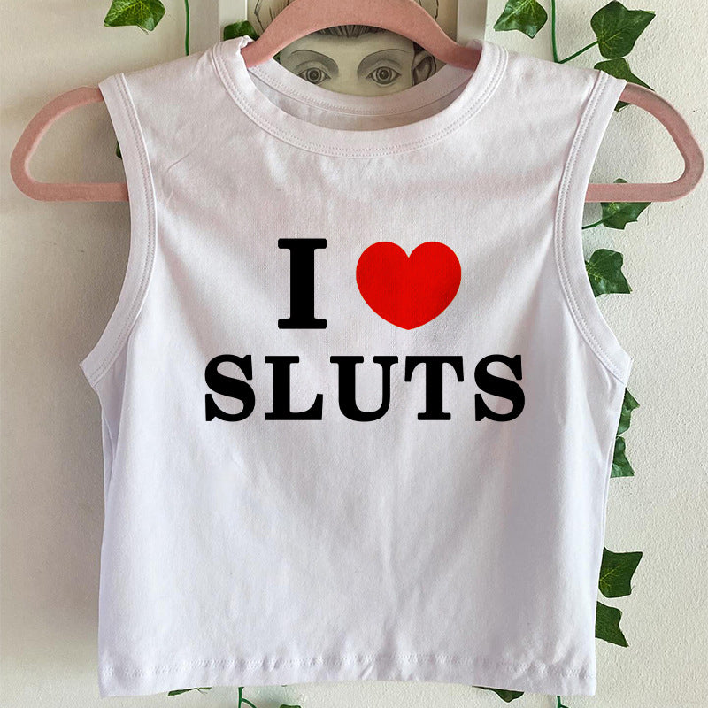 Dame cropped tanktop med dynamisk tekst Skjora