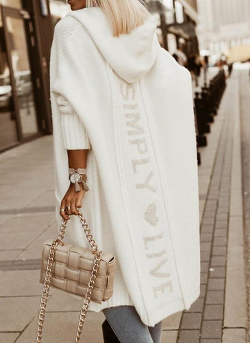 Kvinne Oversized Hoodie-Kardigan med Skrift på Siden Skjora