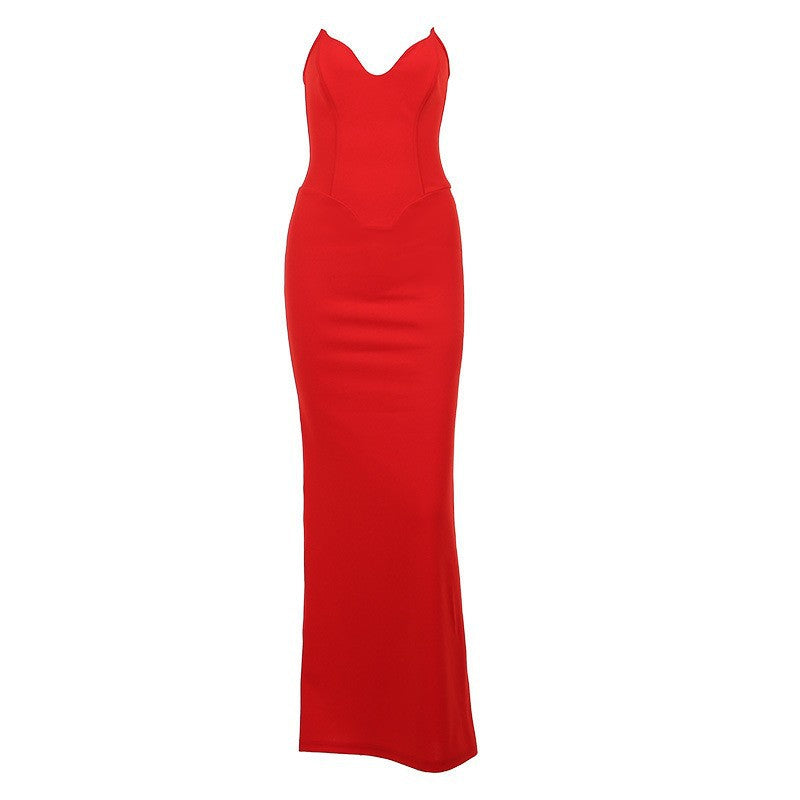 Damen Elegantes Abendkleid mit herzförmigem Ausschnitt und schwingendem Saum Skjora