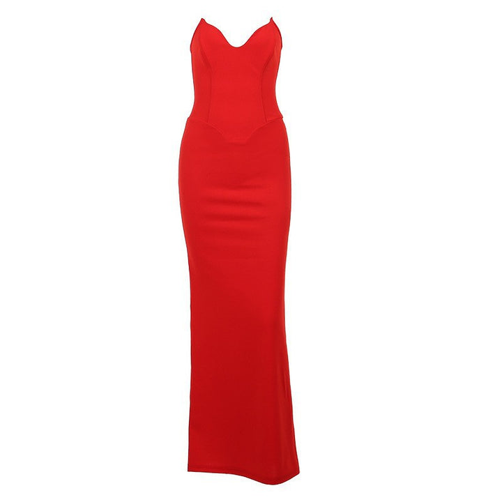 Damen Elegantes Abendkleid mit herzförmigem Ausschnitt und schwingendem Saum Skjora