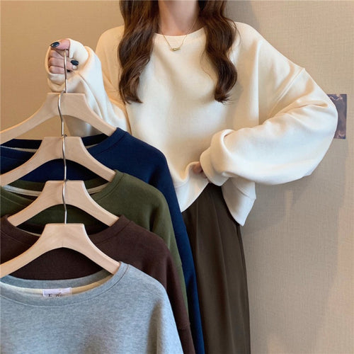 Kvinners avslappet oversized sweatshirt med komfortkrage og myke mansjetter