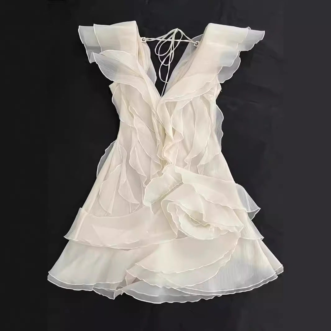 Damer Off-Shoulder Minikjole med voluminøse volanger Skjora