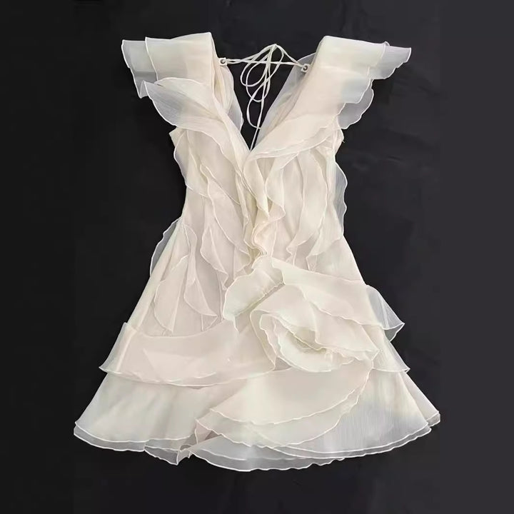 Damer Off-Shoulder Minikjole med voluminøse volanger Skjora