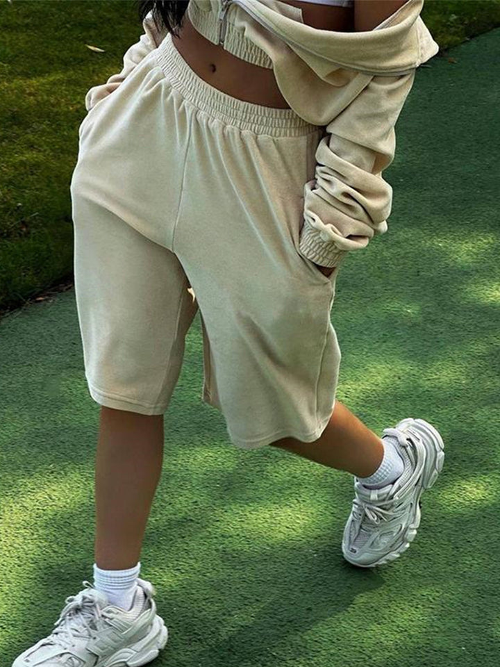 kvinners casual shorts med elastisk midje og praktiske sidelommer Skjora
