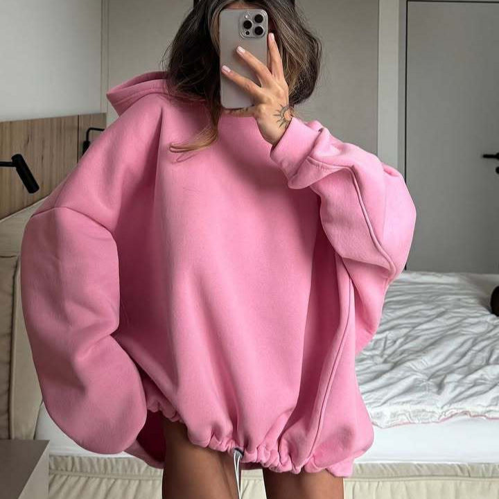 Kvinne Oversized Hettegenser med Gammeldags Snitt Skjora