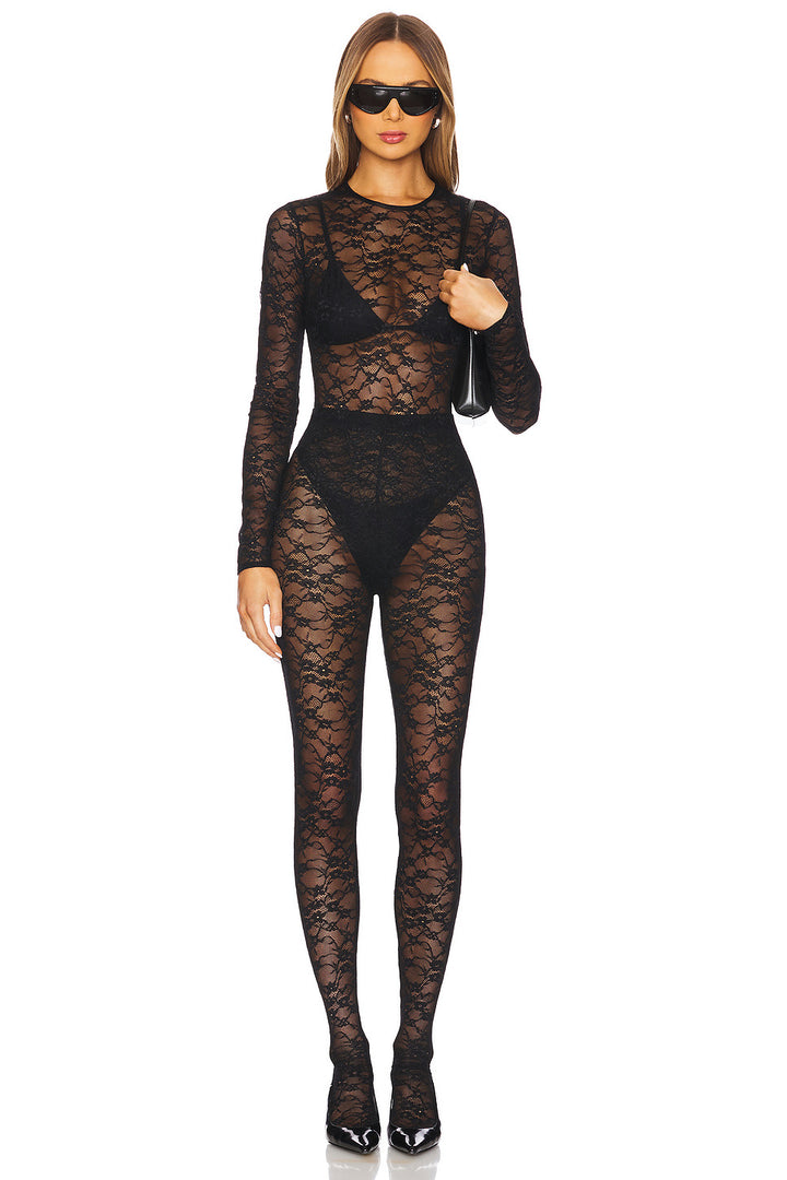Dame spisser-body med transparente innsatser og lange ermer Skjora