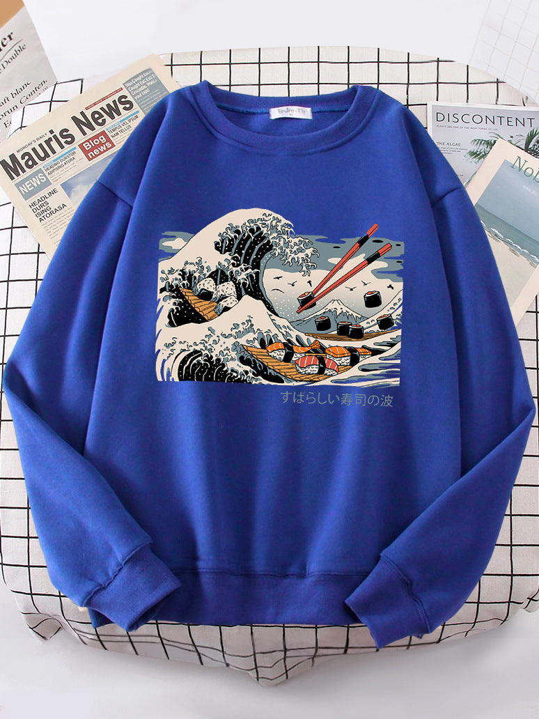 Dame sweatshirt med kunstnerisk bølgedesign og behagelig passform Skjora
