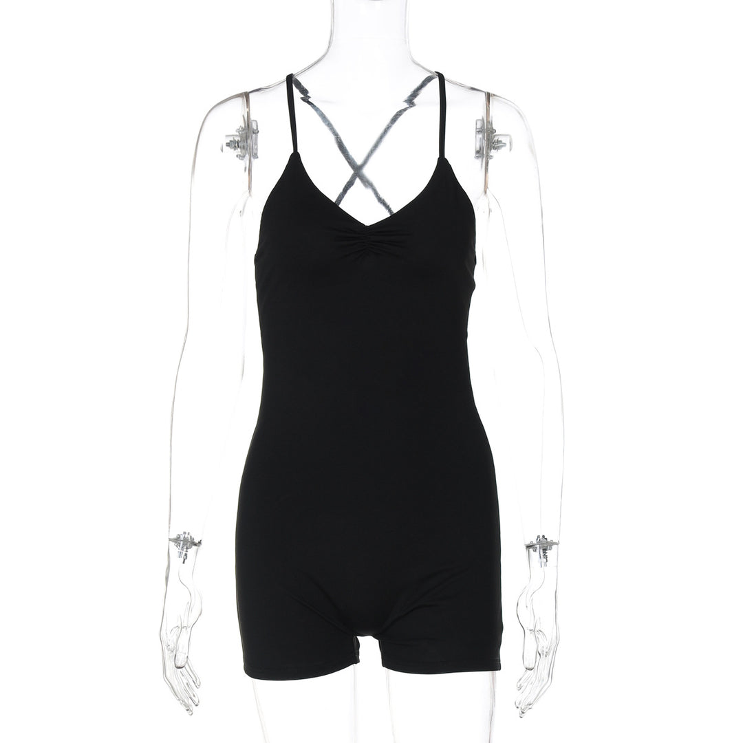Dame Bodycon Jumpsuit med kryssede stropper Skjora