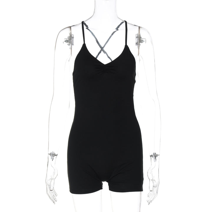 Dame Bodycon Jumpsuit med kryssede stropper Skjora