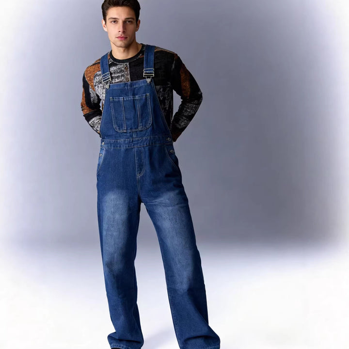 Herren Casual Bomull Dungarees Skjora