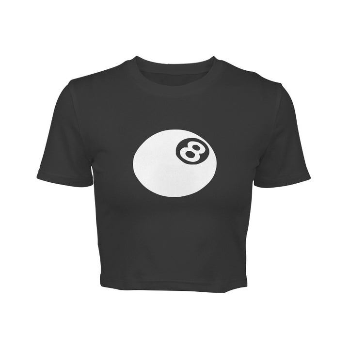 Dame cropped T-skjorte med unikt 8-Ball-motiv og avslappet snitt Skjora