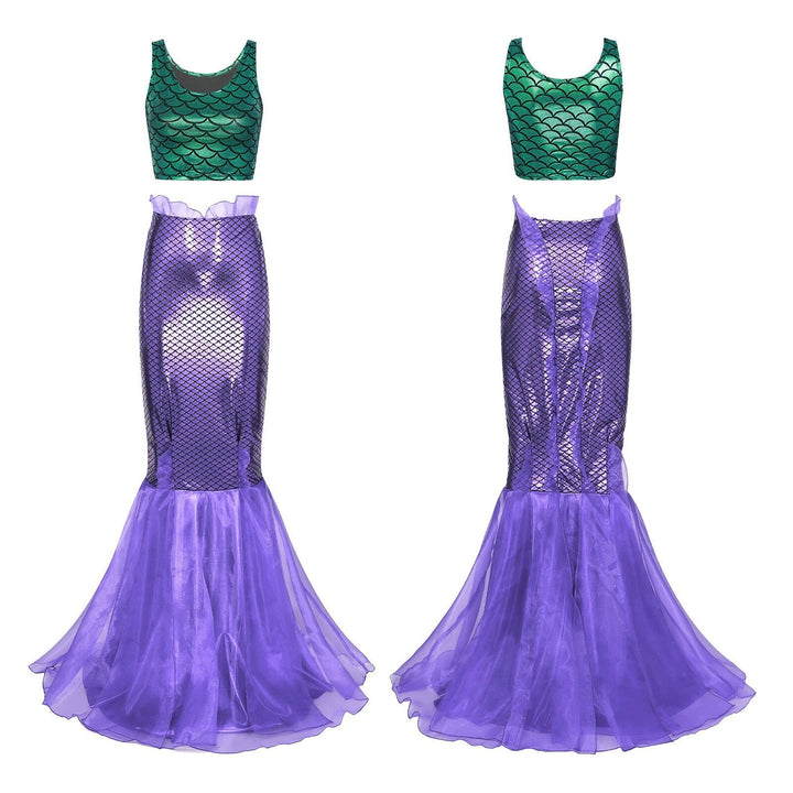 Dame havfruekjole med glitrende overdel og voluminøs tylskjørt Skjora