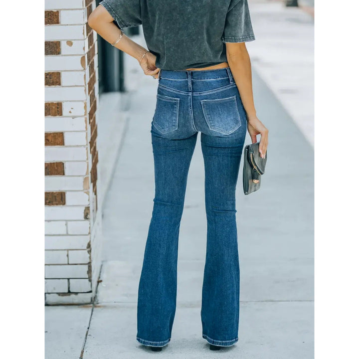 Dame Flared Jeans i vintage-stil med avslappet destroyed-effekt Skjora
