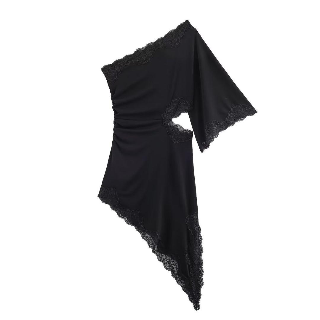 Damer asymmetrisk spiss-overdel med elegante volangdetaljer Skjora