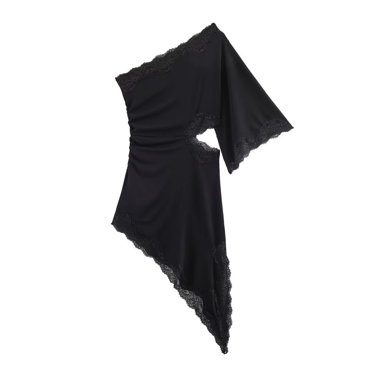 Damer asymmetrisk spiss-overdel med elegante volangdetaljer Skjora