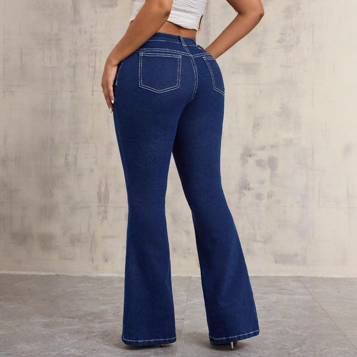 Damen Flared Høyt liv Jeans Skjora