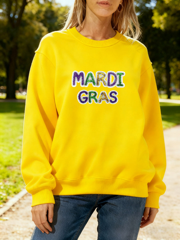Kvinners hettegenser med livlig Mardi Gras-trykk Skjora