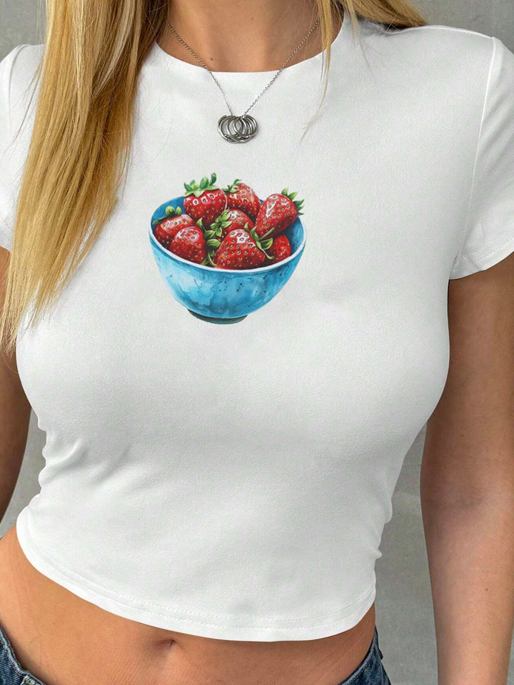Dame Crop Top med 90-talls trykk Skjora