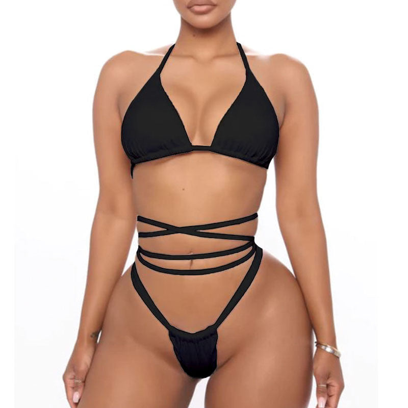 Dame Triangel-Bikini-sett med raffinerte snøring detaljer Skjora