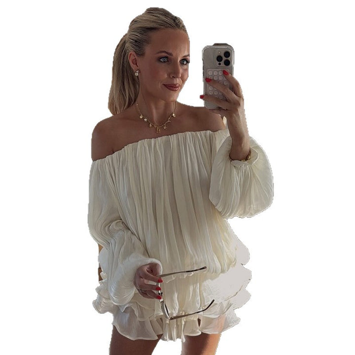 Dame luftig Off-Shoulder Kjole med Volangskjæring Skjora