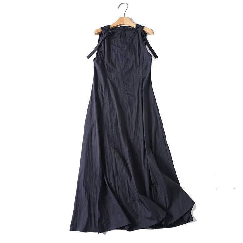 Dame luftig Maxi-kjole med spaghetti-stropper og voluminøs kant Skjora