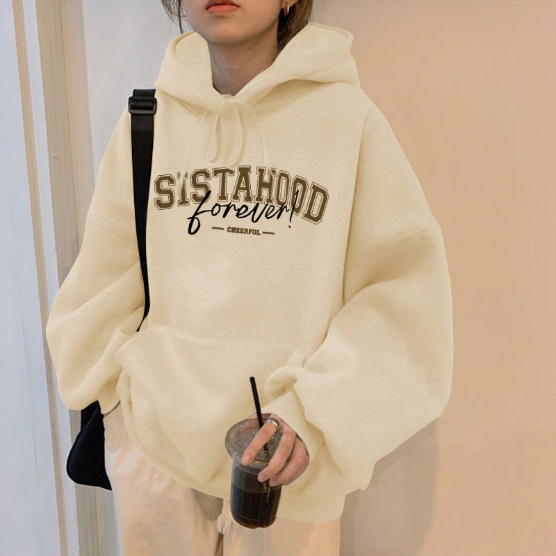 Dame hoodie med kreativ tekstopplevelse og avslappet oversized passform
