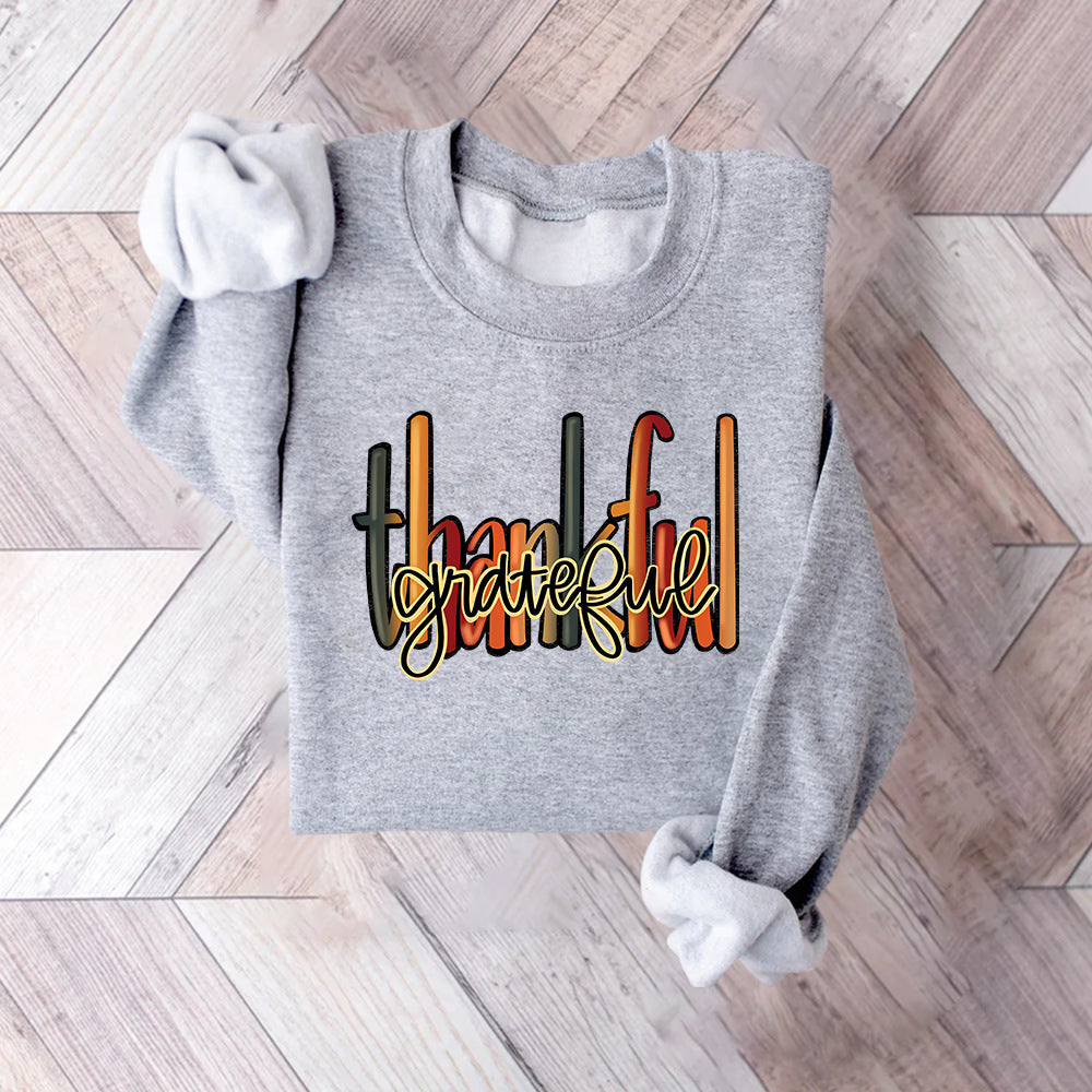 Dames sweatshirt med kreativ "thankful" tekst og behagelig passform Skjora