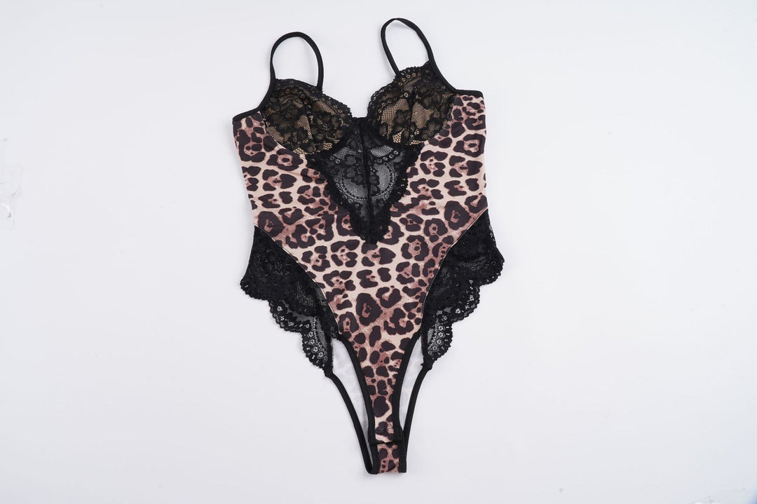 Dame Spets Bodysuit med dyremønster og sexy cut-outs Skjora