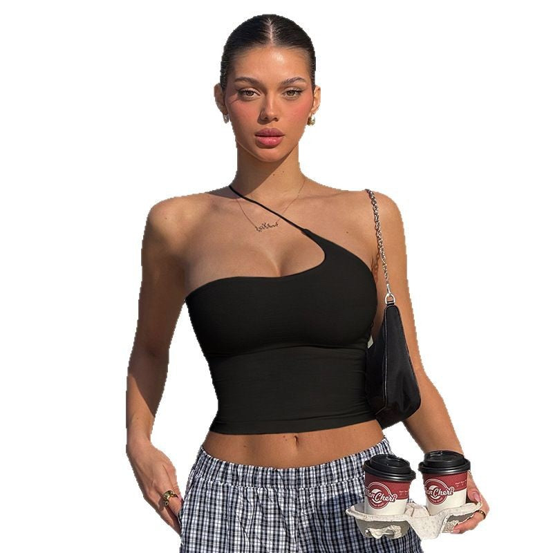 Dame tanktop med asymmetrisk snitt og trendy design Skjora