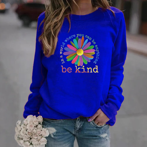 Dame sweatshirt med fargerik motiverende blomstermønster og myk innside Skjora