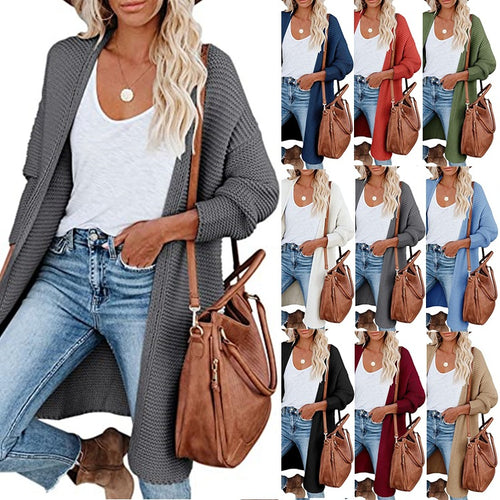 Kvinne chunky strikk cardigan med avslappet passform og åpne kanter Skjora