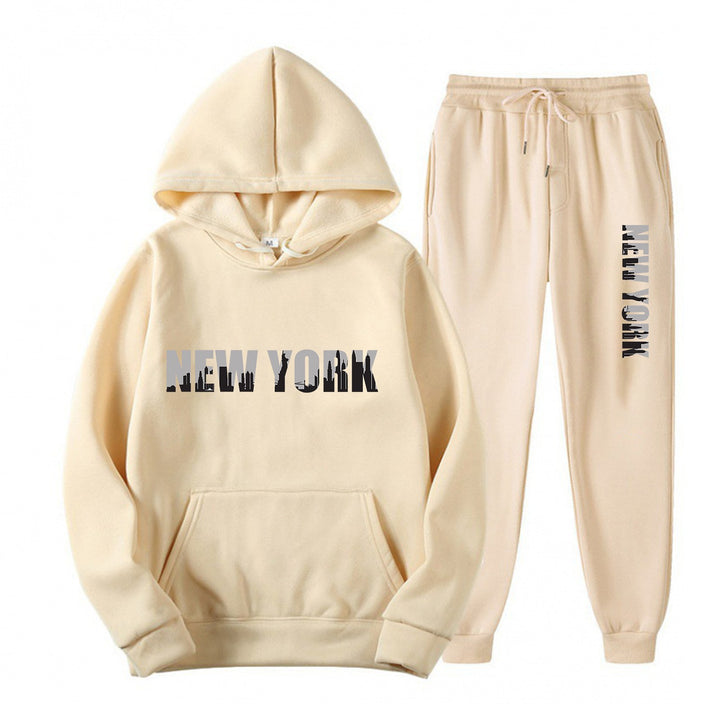 Kvinnelig sporty treningsdrakt med stilisert New York trykk Skjora