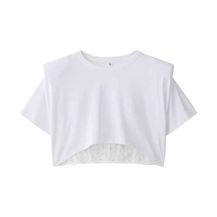 Dame Crop-T-skjorte med elegant spissunderlag Skjora