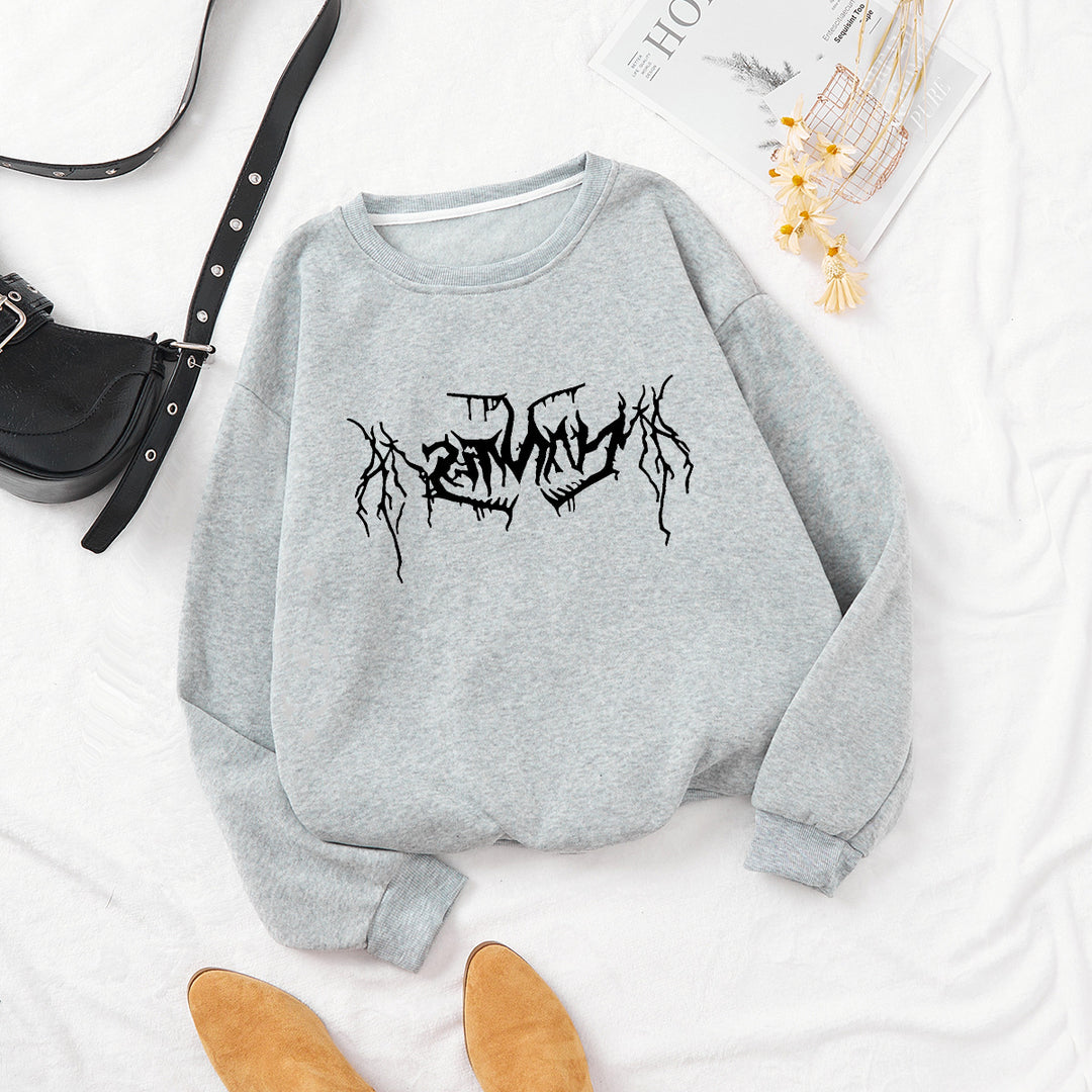 Dame casual sweatshirt med moderne grafisk design Skjora