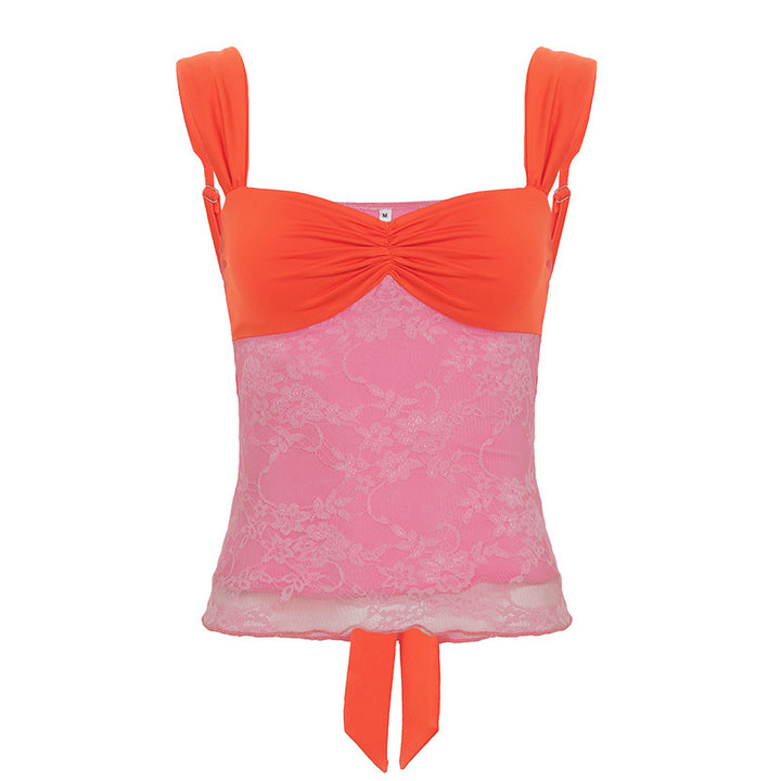 Dame Komfortabel over bryst tanktop med elegant spiss Skjorte
